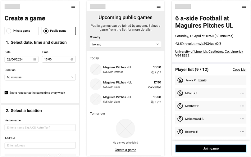 Mid-fidelity wireframes
