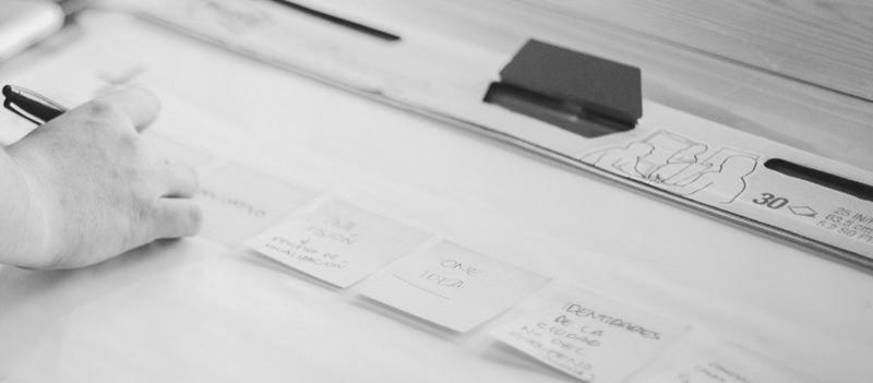 Sticky notes with design process